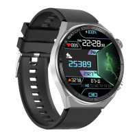 Smart Watch DT3 Mate ezüst színű okosóra forgatható funkciógombbal - barna bőr + ajándék gumiszíj